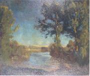 Otto Reiniger Neckar landscape oil on canvas
